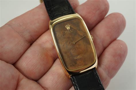 Rolex Cellini 4108 exotic wood dial 18k yellow gold 1976 